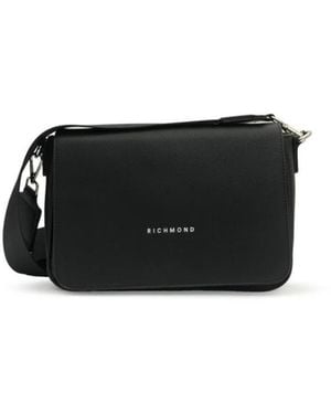 John Richmond Borsa a tracolla nera in pu con texture martellata - Nero