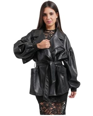 Fracomina Reguläre Kunstlederjacke - Schwarz