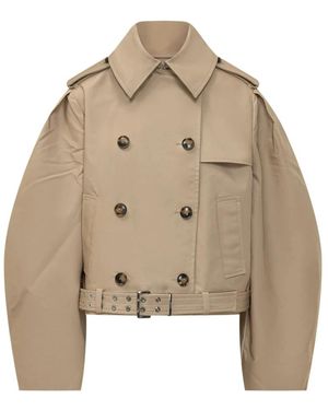 Ganni Double Cotton Belted Jacket - Naturel