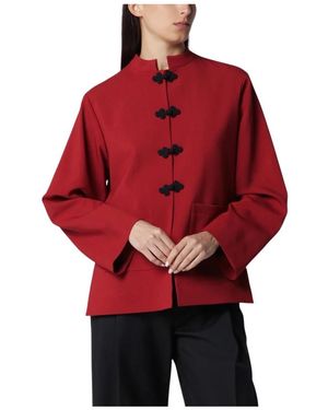 Rohe Pankou Sluiting Jas - Rood