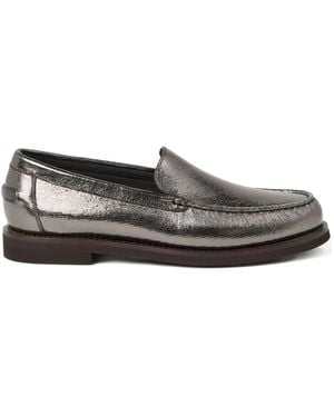 Brunello Cucinelli Graue Flache Schuhe Slip-On Stil - Schwarz
