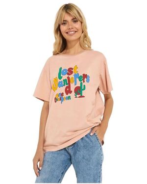 One Teaspoon Rosa oversized t-shirt mit druck - Blau