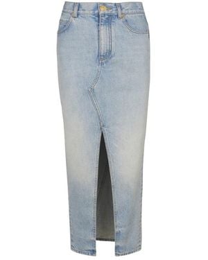 Balmain Denim Midi Skirt - Blue