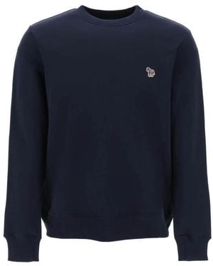 Paul Smith Crewneck Sweatshirt Met Zebra Patch - Blauw