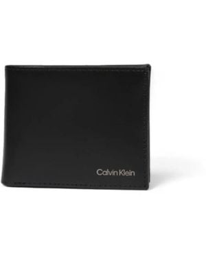 Calvin Klein Schwarzes Leder Bifold Geldbörse