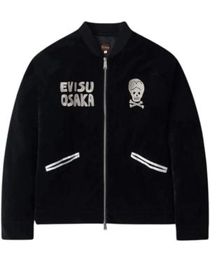Evisu Jassen ,Zwart ,Katoen Vintage Padded Work Jacket