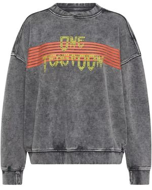 One Teaspoon Grauer Pullover Mit Buntem Logo