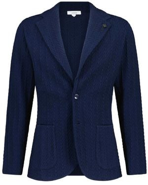 Lardini Gebreide Blazer Klassieke Revers Voorzakken - Blauw