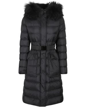 Moncler Khloesse Lange Donsjas Met Capuchon En Shearling-Afwerking - Zwart