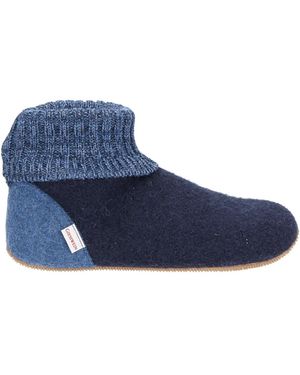 Giesswein Schoenen ,Blauw ,Blauwe Gesloten Pantoffels Met Bontvoering