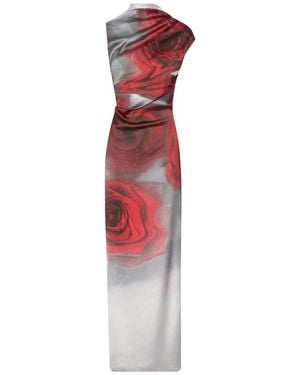 Jean Paul Gaultier The Long Red Blurry Roses Long Dress