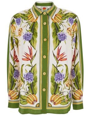 FARM Rio Overhemden ,Veelkleurig ,Tropical Scarf Shirt - Groen