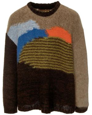 Brain Dead Alpaka colorblock strickpullover - Grün