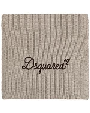 DSquared² Accessoires ,Grijs ,Wol Wol Sjaal Met Geborduurd Logo - Bruin