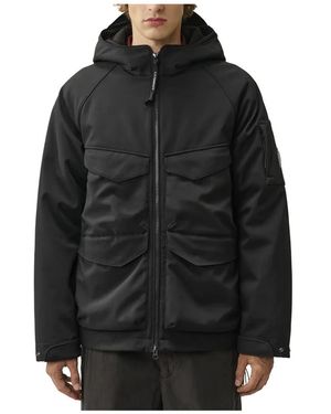 C.P. Company Jassen ,Zwart ,Leer Shell-R Padded Hooded Lens Jacket