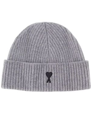 Ami Paris Accessoires ,Grijs ,Wol Ami De Coeur Muts