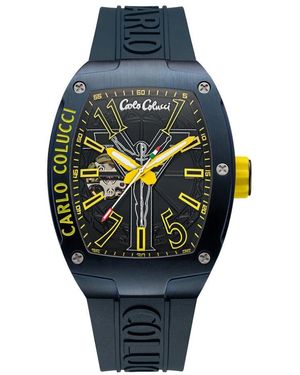 carlo colucci Sportlich Elegante Edelstahl Silikonuhr - Blau