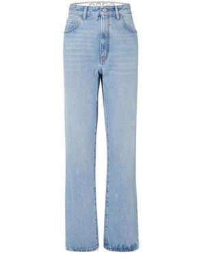 Gcds Jeans ,Blauw ,Katoen Choker High-Waist Straight-Leg Jeans
