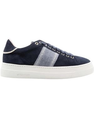 Stokton Sneaker in camoscio blu con dettaglio tweed