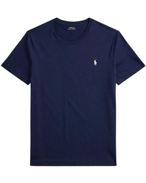 Polo Ralph Lauren Tops ,Blauw ,Katoen Custom Slim Fit Crewneck T-Shirt