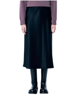 Max Mara Zijden Midi Rok Elastische Taille Rechte Zoom - Blauw
