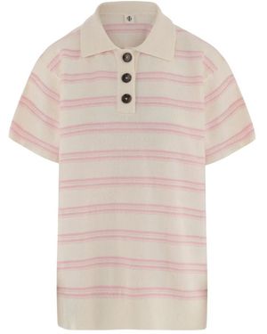 THE GARMENT Tops ,Veelkleurig ,Wol Wol En Kasjmier T-Shirt Met Streepjespatroon - Naturel