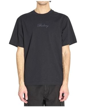 Burberry Katoenen T-Shirt Met Geborduurd Logo - Zwart