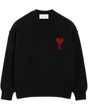 Ami Paris Round-Neck Knitwear - Negro