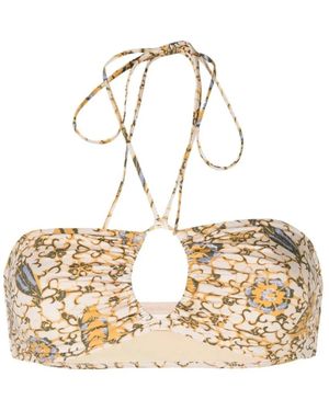 Ulla Johnson Bikini-Top Mit Zitrusdruck Und Neckholder - Mettallic