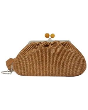 Weekend by Maxmara Braune Lederschultertasche Mit Gestreiftem Innenfutter