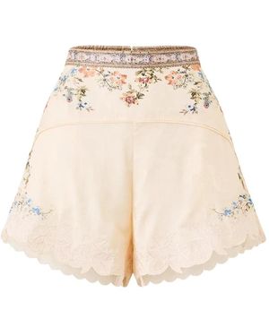CAMILLA Korte Broeken ,High Waisted Flare Short - Naturel