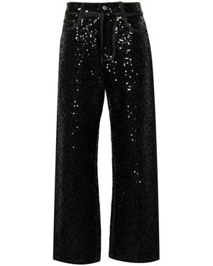 P.A.R.O.S.H. Jeans Met Rechte Pijpen En Pailletten - Zwart