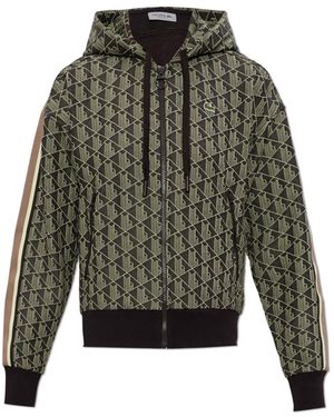 Lacoste Hoodies & Sweatvesten ,Veelkleurig ,Jacquard Monogram Hoodie - Groen