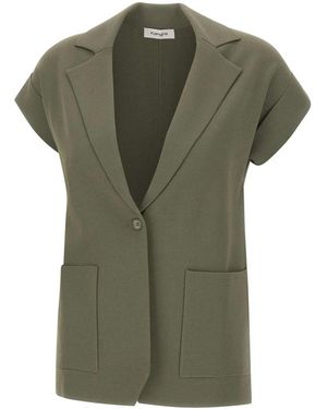 Kangra Jassen ,Groen ,Mouwloze Gebreide Blazer
