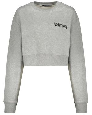 Balmain Hoodies & Sweatvesten ,Grijs ,Katoen Cropped Logo Sweatshirt