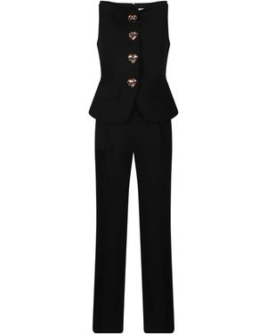 Self-Portrait Wollkrepp-Jumpsuit - Schwarz