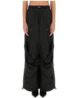 The Attico High-Waisted Cargo Maxi Rock - Schwarz