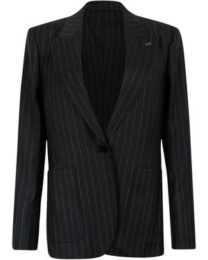 Givenchy Jassen ,Grijs ,Wol Enkelrijig Gestreept Jasje - Zwart