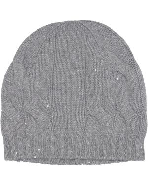 Gran Sasso Cable-Knit Sequin Beanie - Grijs