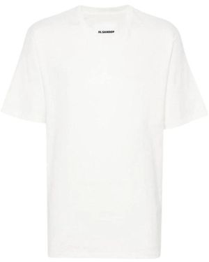 Jil Sander Tops ,Wit ,Katoen T-Shirt Met Ronde Hals