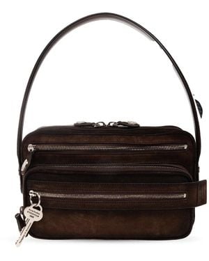 Acne Studios Camero Party Suede Wax Schultertasche - Schwarz