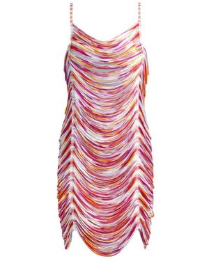 Missoni Korte Omslagjurk Met Slub Buisfranjes - Roze