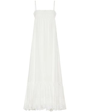 Saint Laurent Crisp Textured Flamed Poplin Jurk - Wit