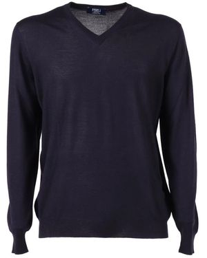 Fedeli Maglia Scollo A V - Blauw