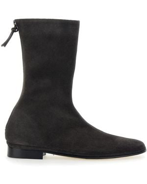 Alberta Ferretti Braune Wildleder Stiefeletten Mit Reißverschluss - Schwarz