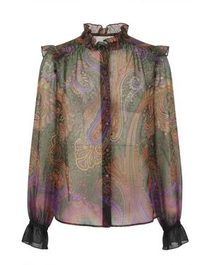 Etro Overhemden ,Veelkleurig ,Zijde Blouse - Bruin