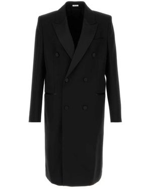 McQueen Double-Breasted Coats - Negro