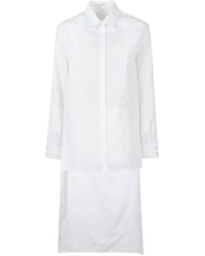 Alaïa Asymmetrisches Hemdkleid Aus Baumwollpopeline - Weiß