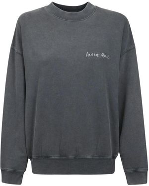 Anine Bing Schwarzer Sweatshirt Jaci Mit Textdruck - Grau