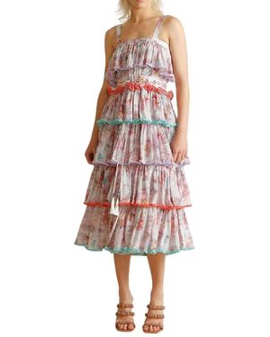 Ixiah Maxi Jurk Met Bloemenmotief - Rood